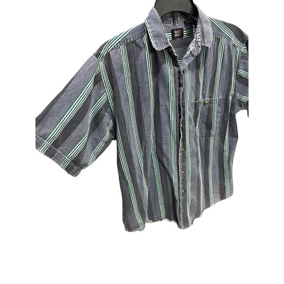 Vintage Faded Glory Short Sleeve Button Up Shirt Men's Large Vertical Stripe Men - Picture 4 of 5